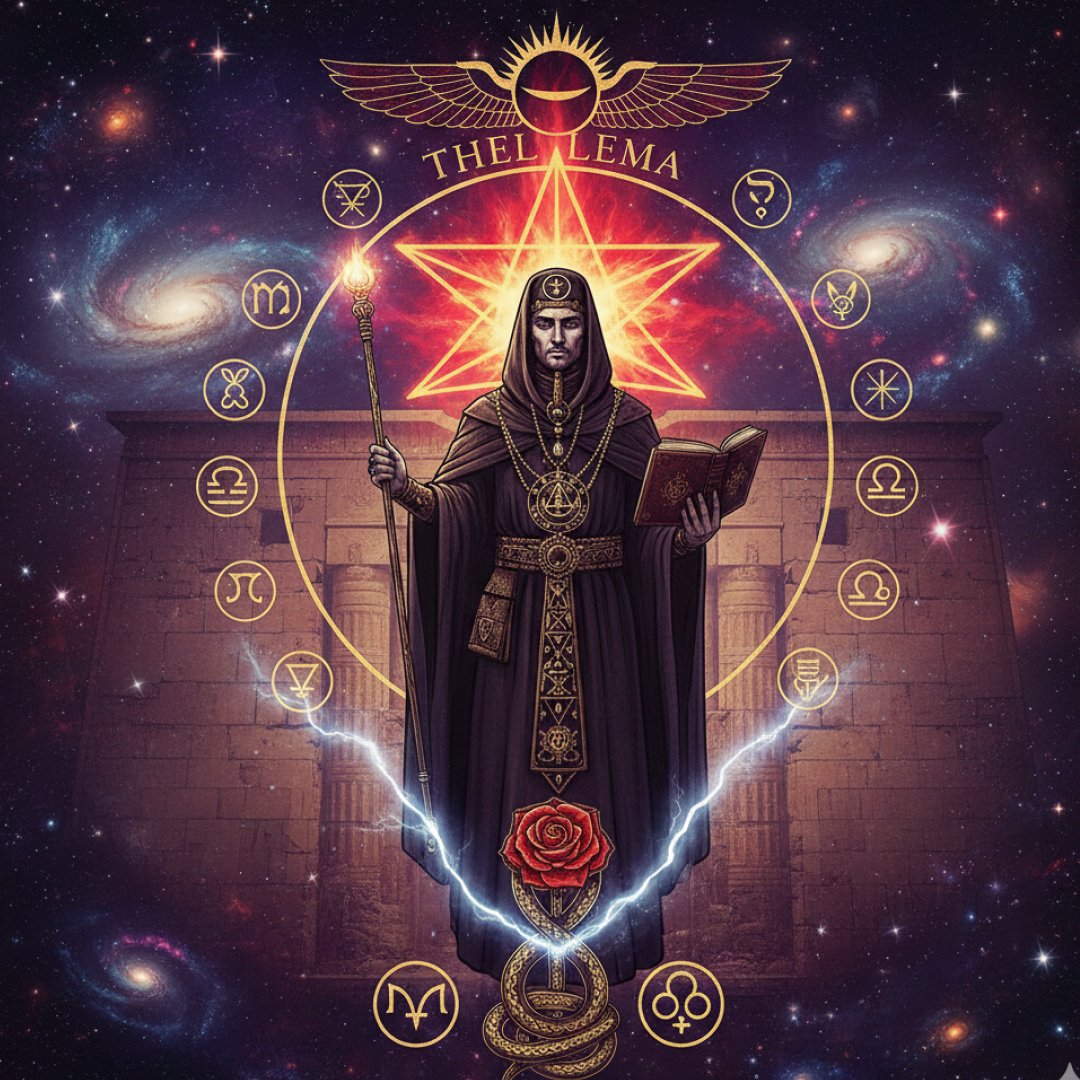 Ilustração representando os conceitos da Thelema